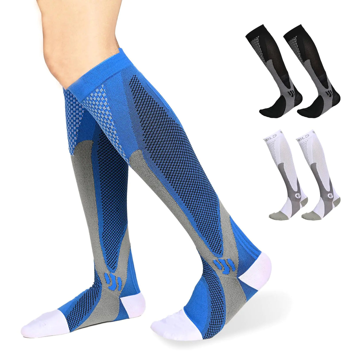WELLKORA graduated compression socks, 20-30mmHg, 3 pair set